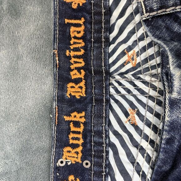 WOMENS Rock Revival LYNKAI Crystal Rhinestone Stitched Easy Crop Jeans 32 Y2K - Picture 9 of 16